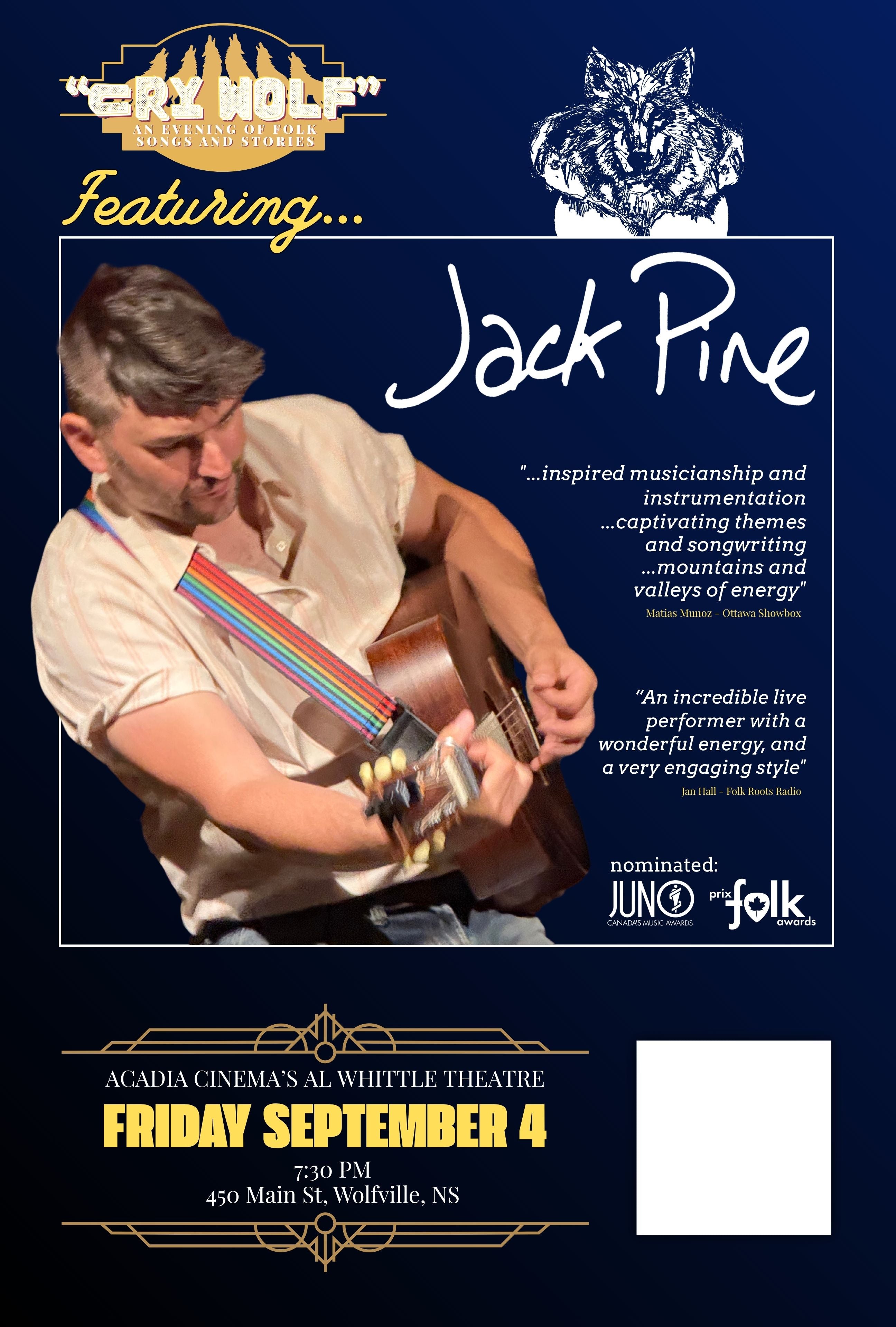 4-PACK TICKETS TO CRY WOLF @ WOLFVILLE, NS with JACK PINE and THE DIRTY SHEEP (Copy)
